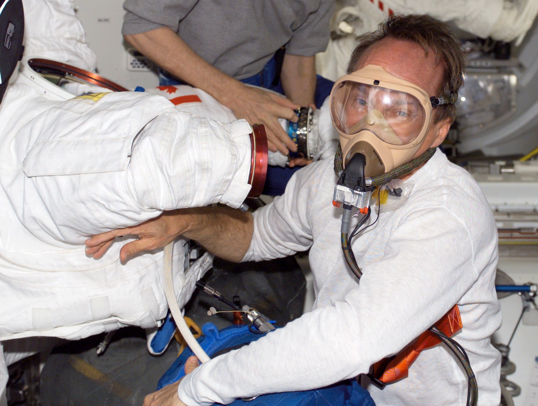 A person testing air pressure equipement.
