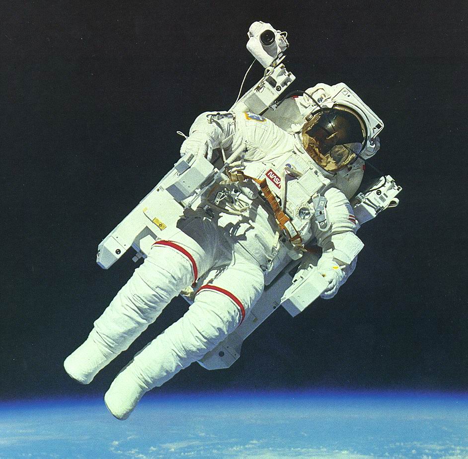 An astronaut floating in space 