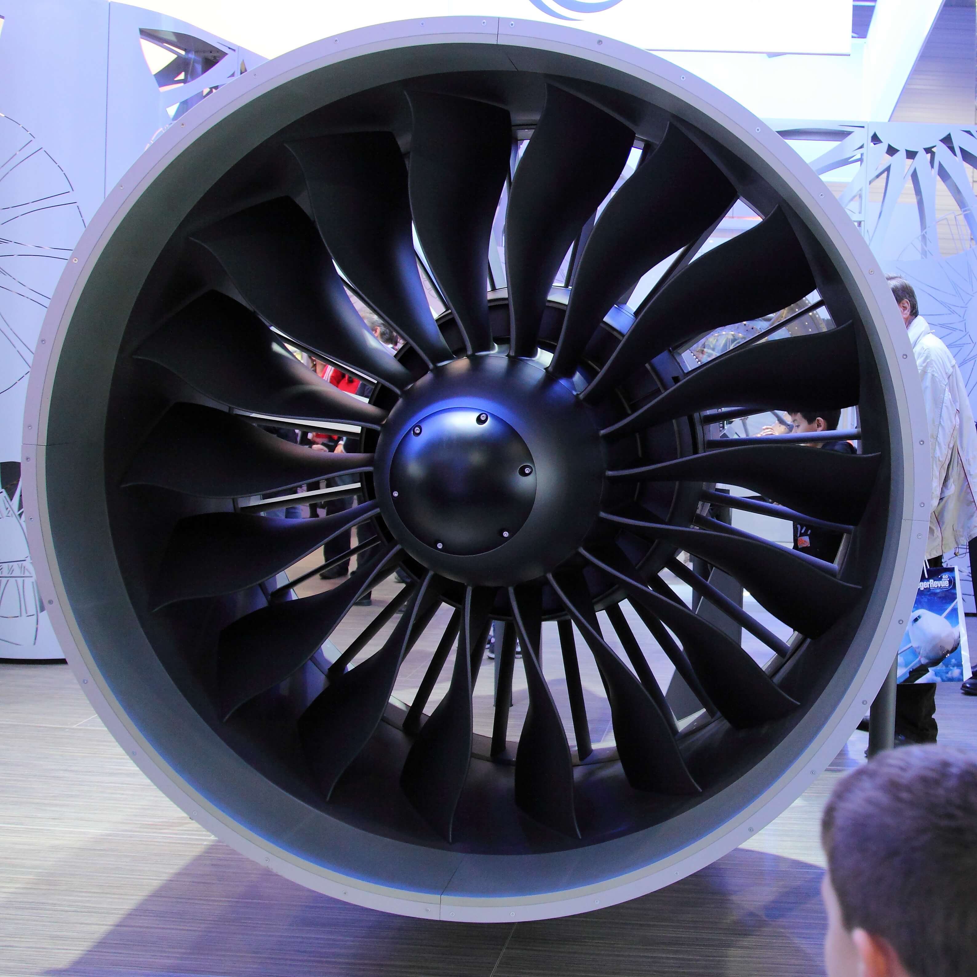 Close up image of a geared turbo fan.