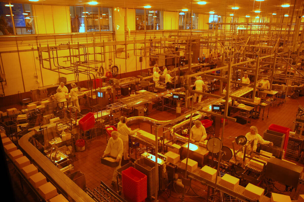 Floor of a manufacturing facility in full operation