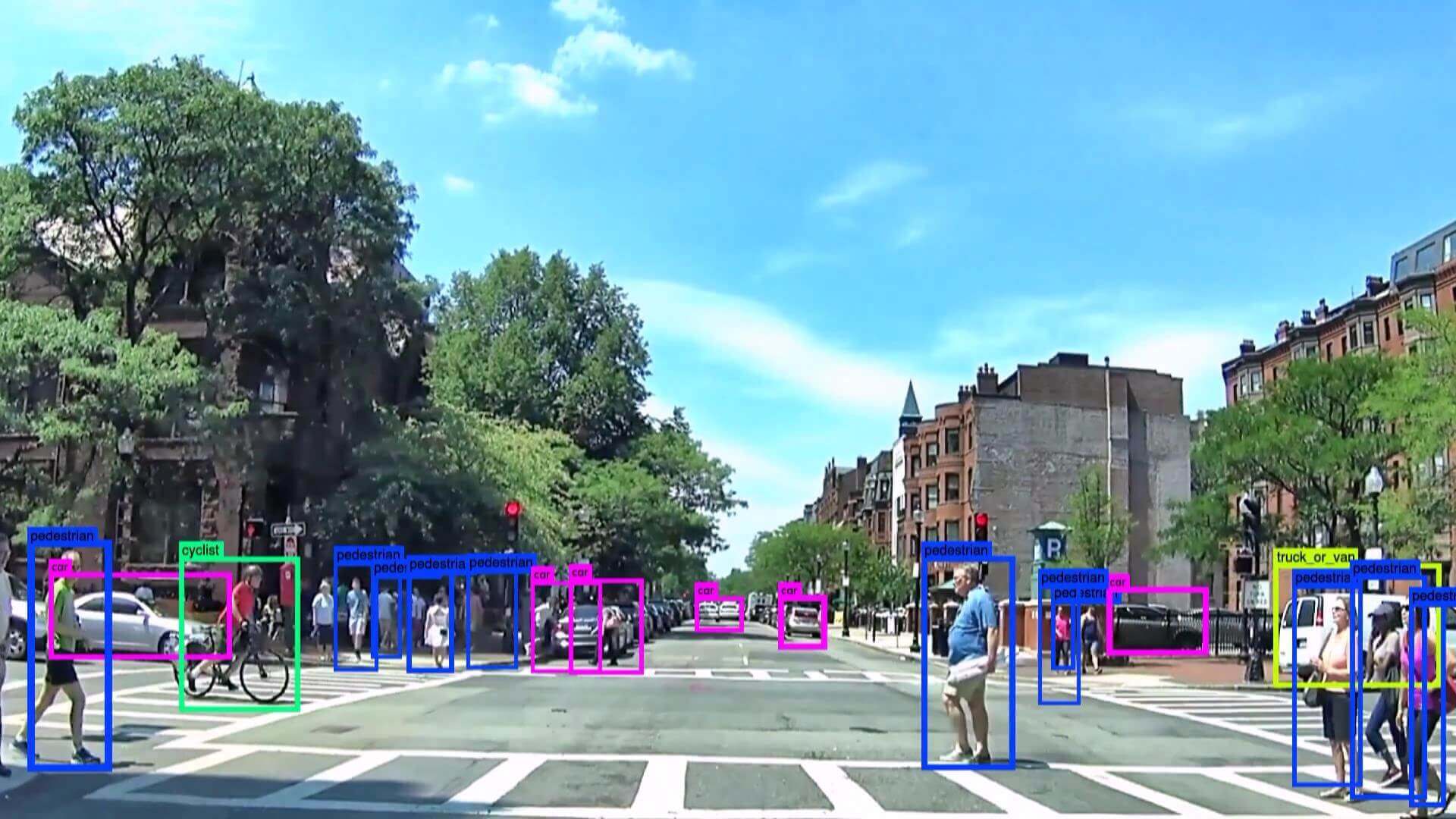 Screenshot of software designed to identify cars, pedestrians, and more for self-driving vehicles