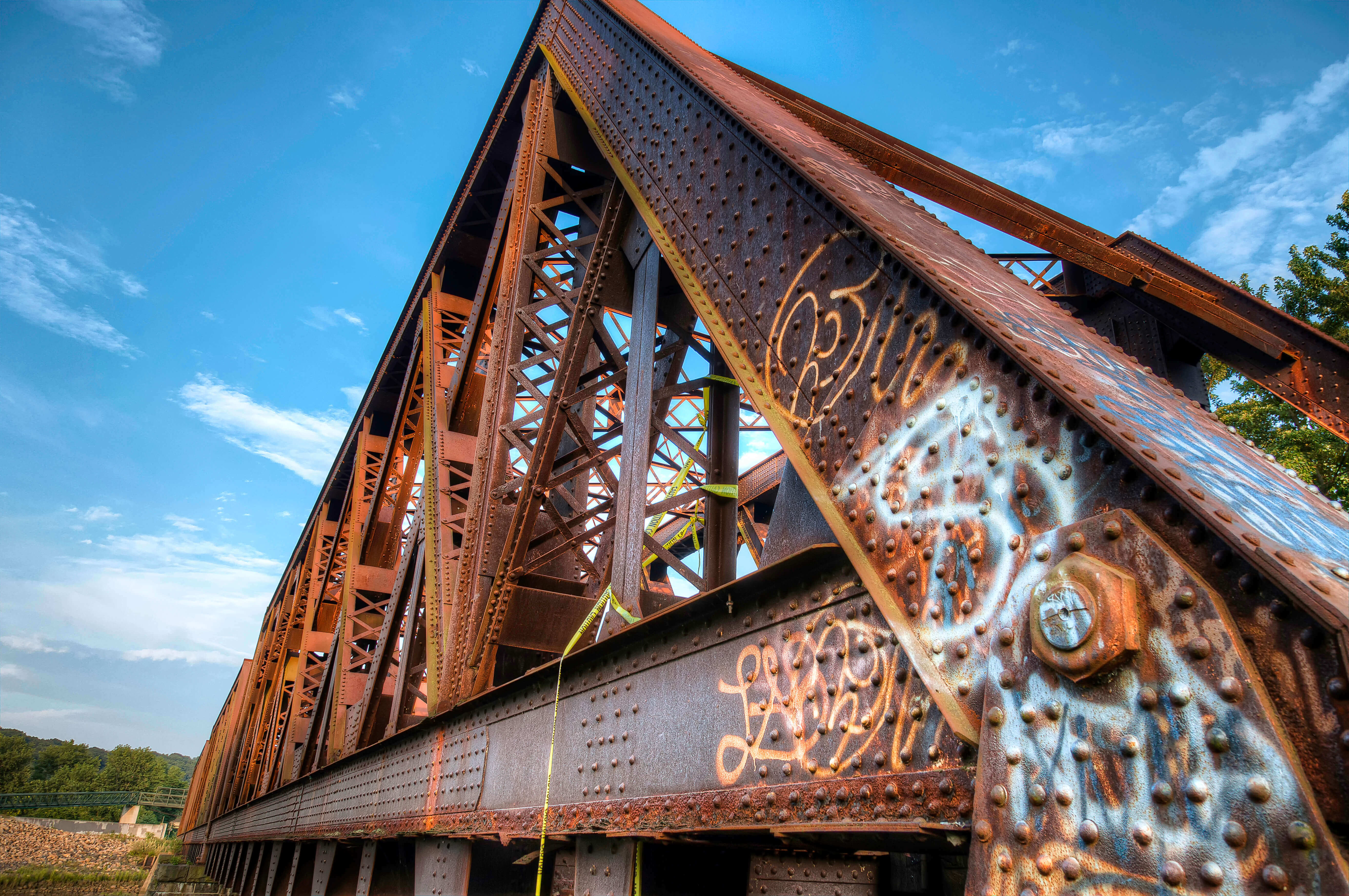 Severely rusted exterior of a bridge