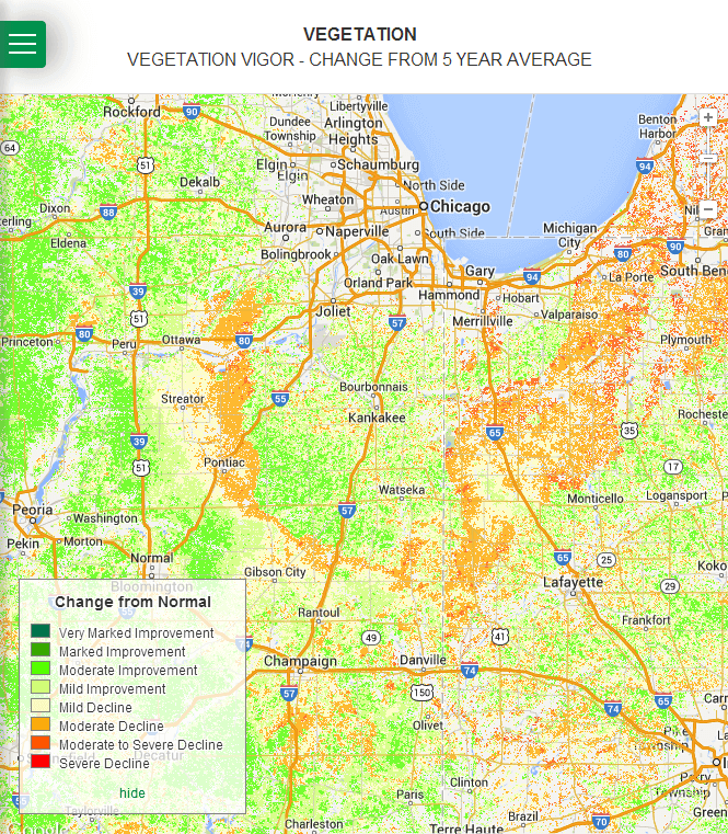 Map showing crop vigor measurements