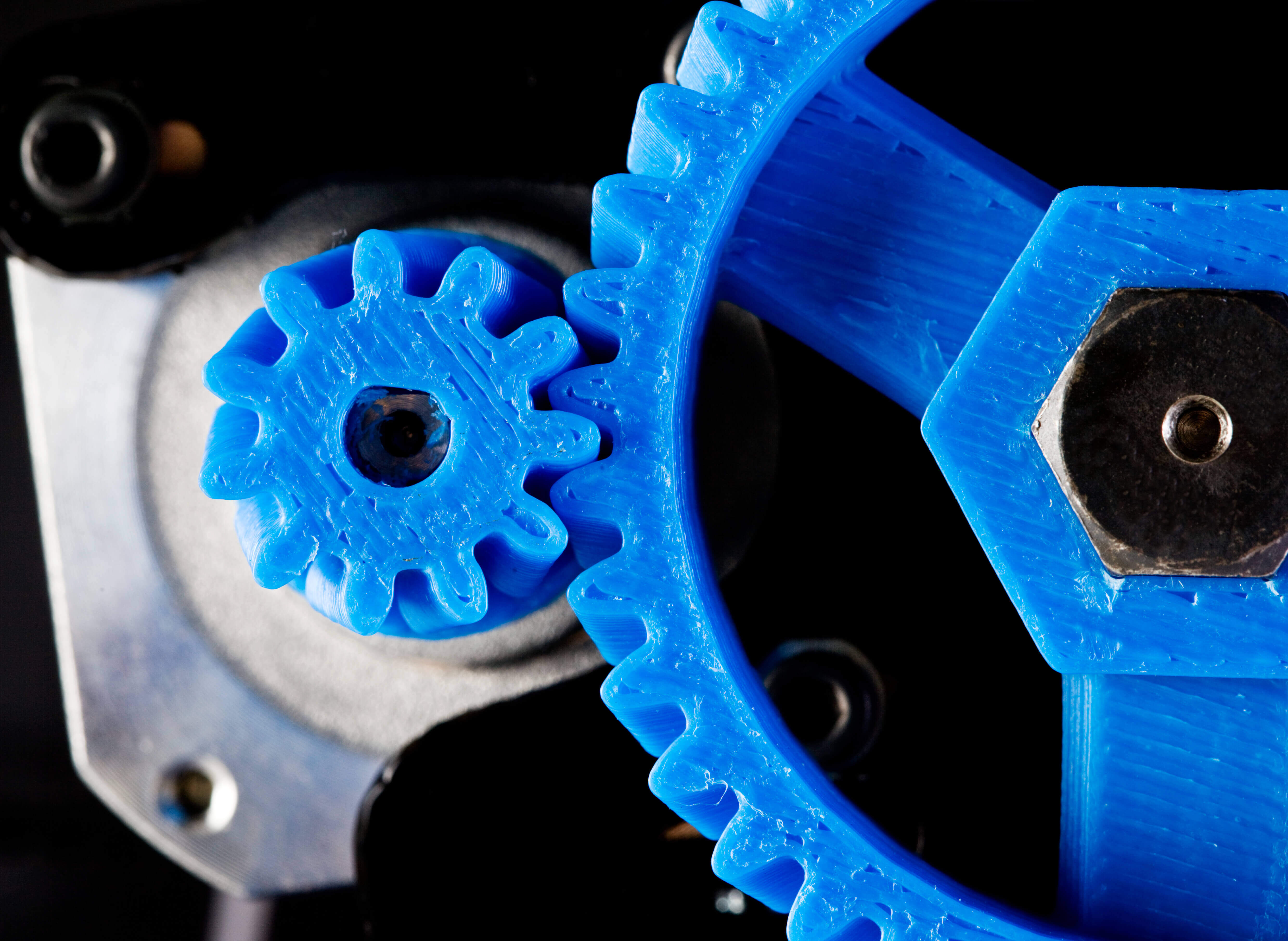 3D printed gears fitted together