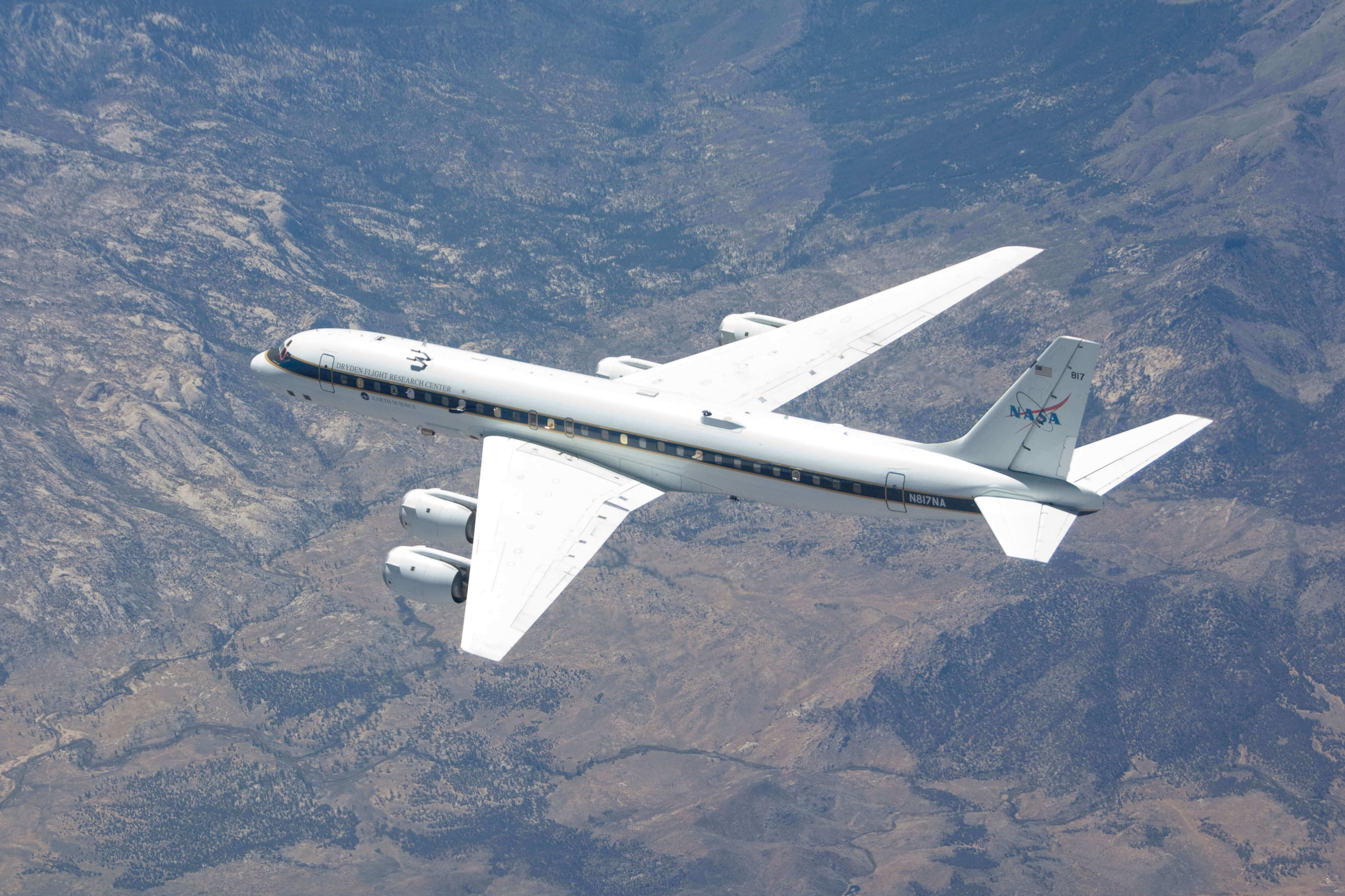 NASA aircraft in the air during a mission