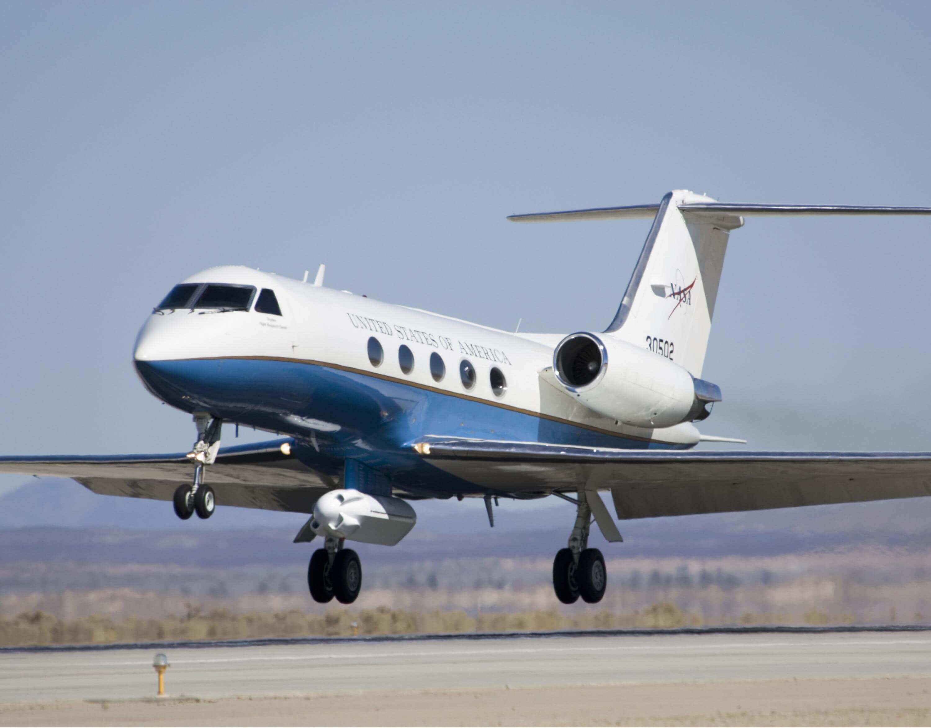 NASA research aircraft landing