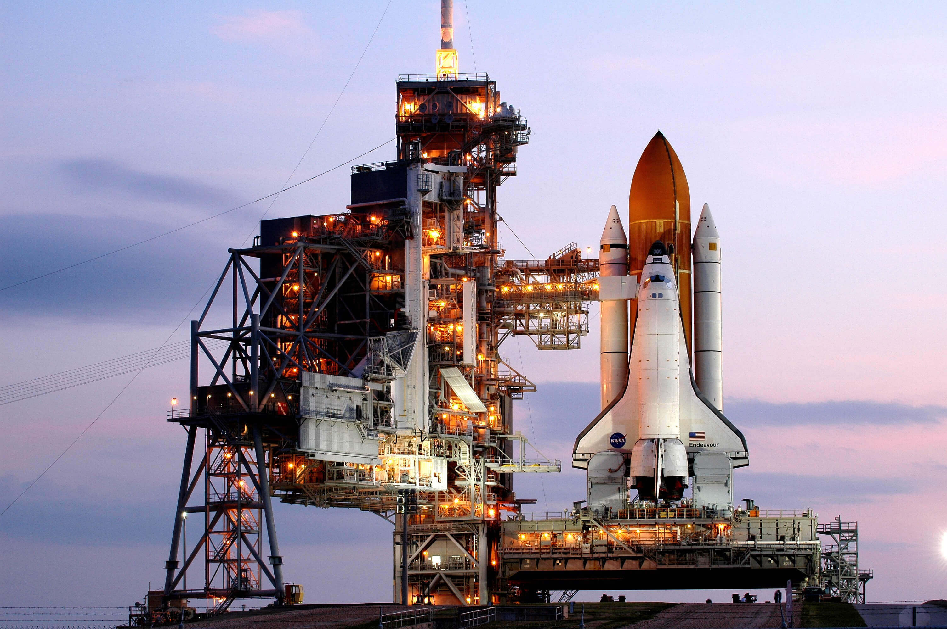 Space Shuttle Endeavour on the launch pad