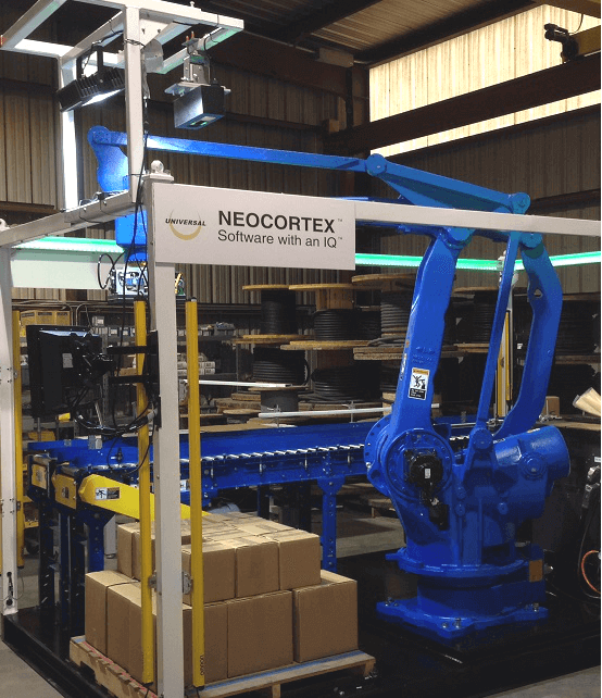 Package-handling robotic arm powered by AI