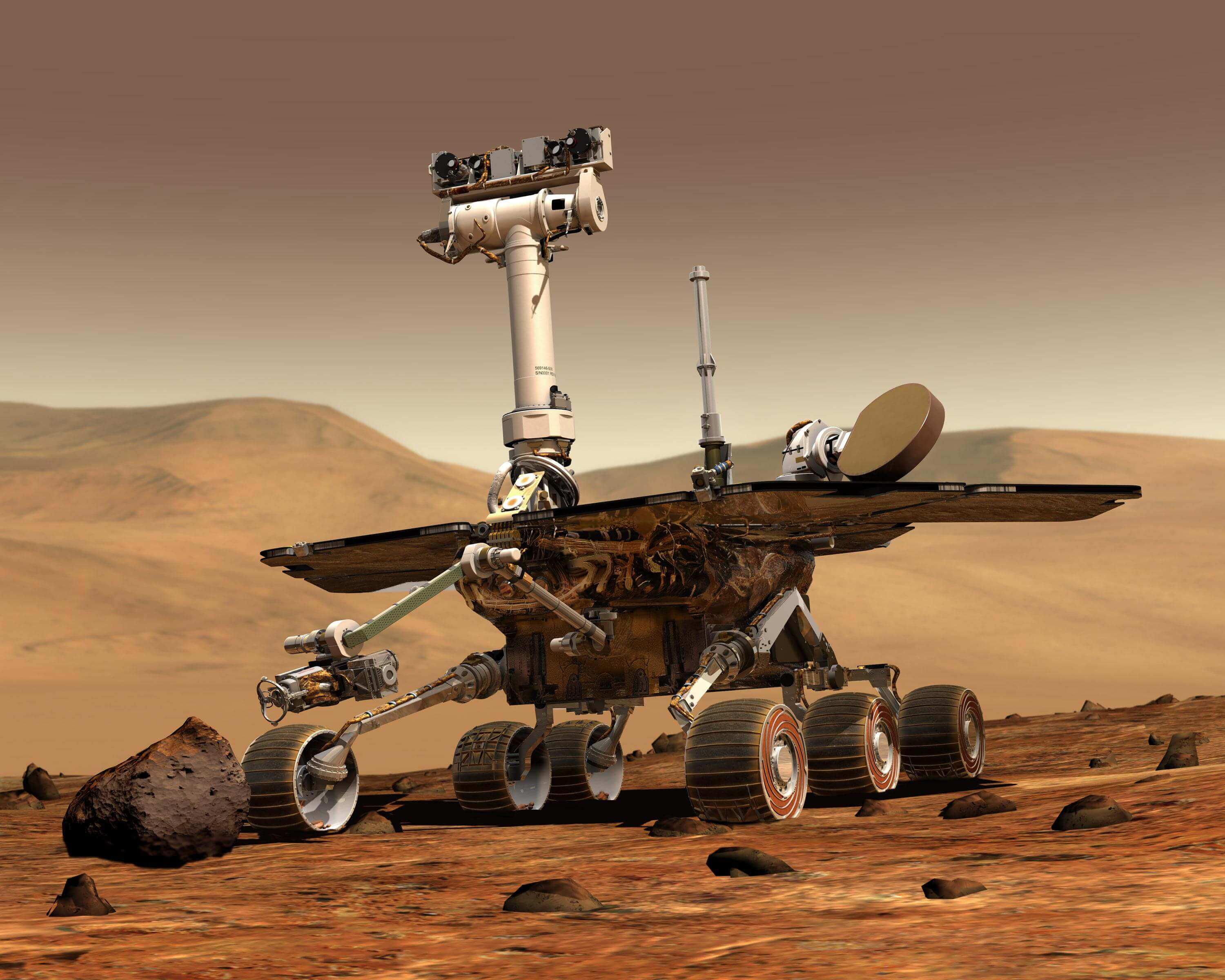 An artist's rendering of the Opportunity Mars Rover