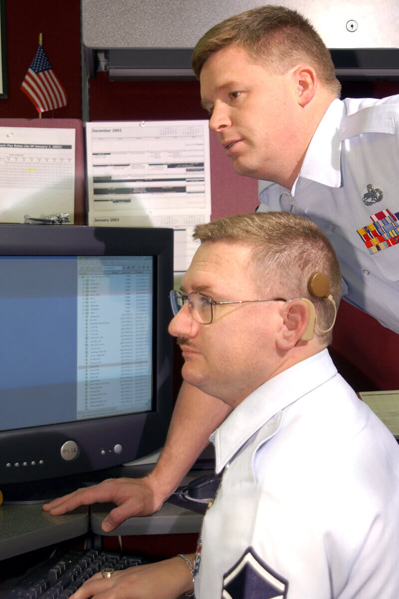 Man wearing a cochlear implant 