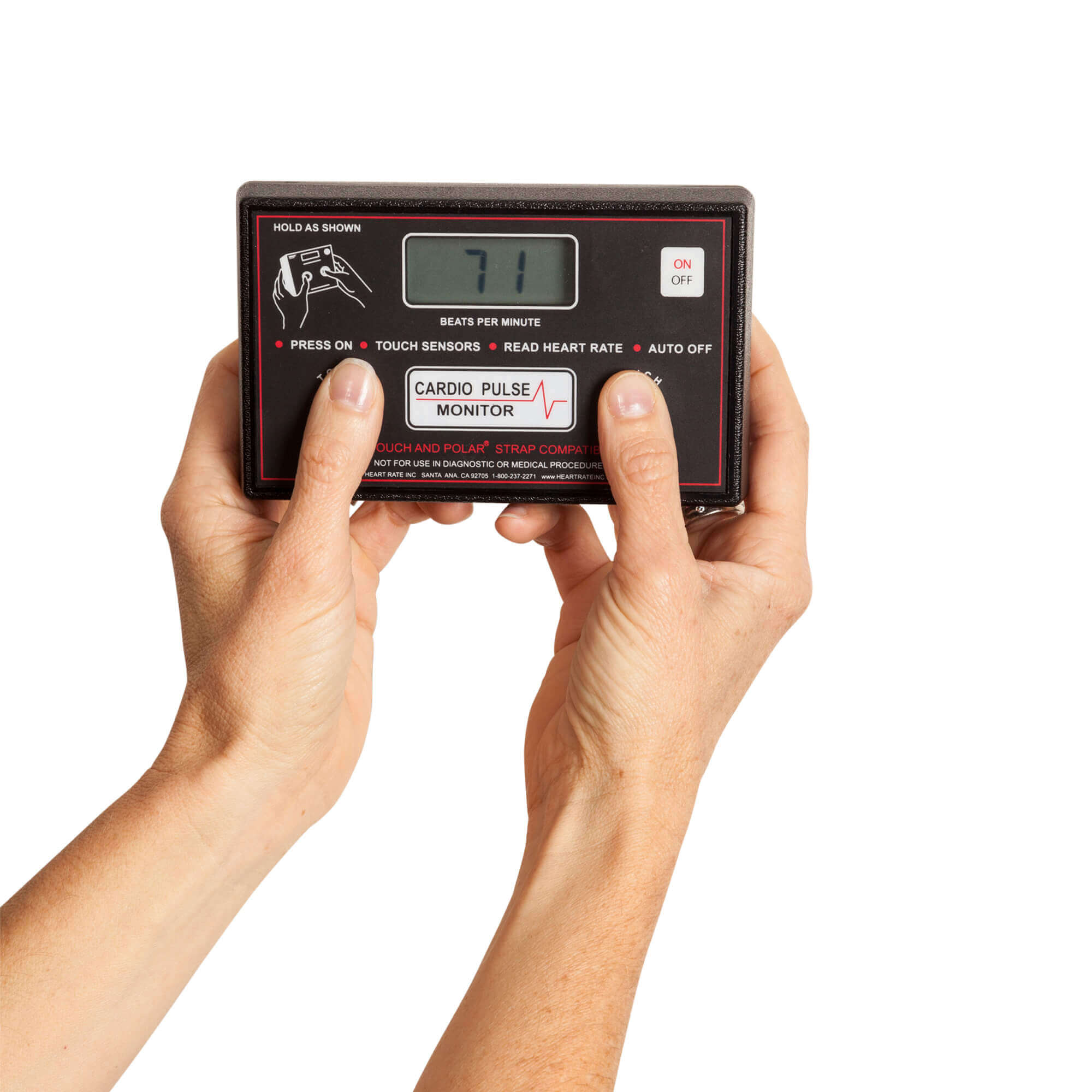 Hands holding pulse monitor 