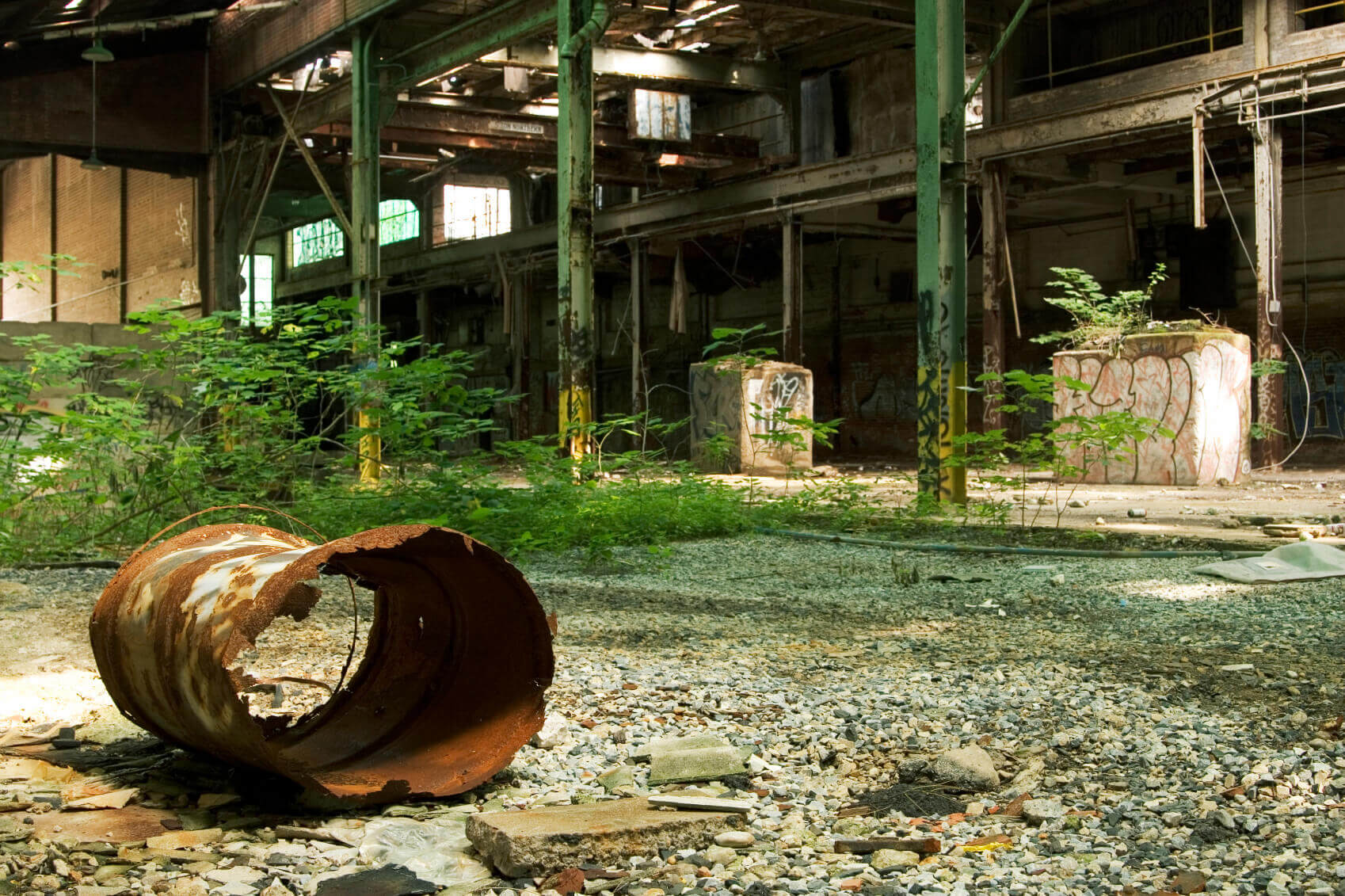 Abandoned industrial area showing lots of corrosion