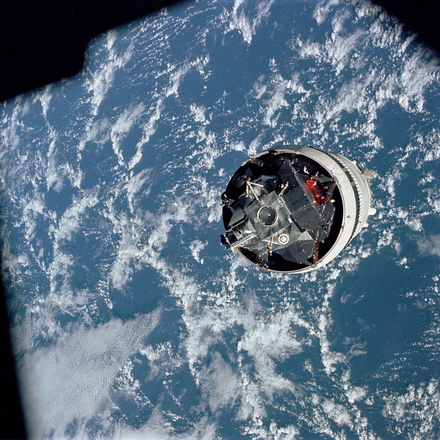View of the lunar module after separation during the Apollo missions