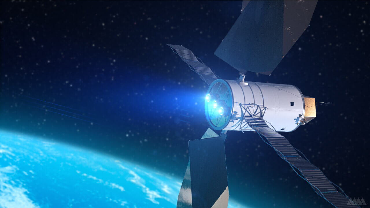 Artist's concept of a solar-powered electric propulsion system 