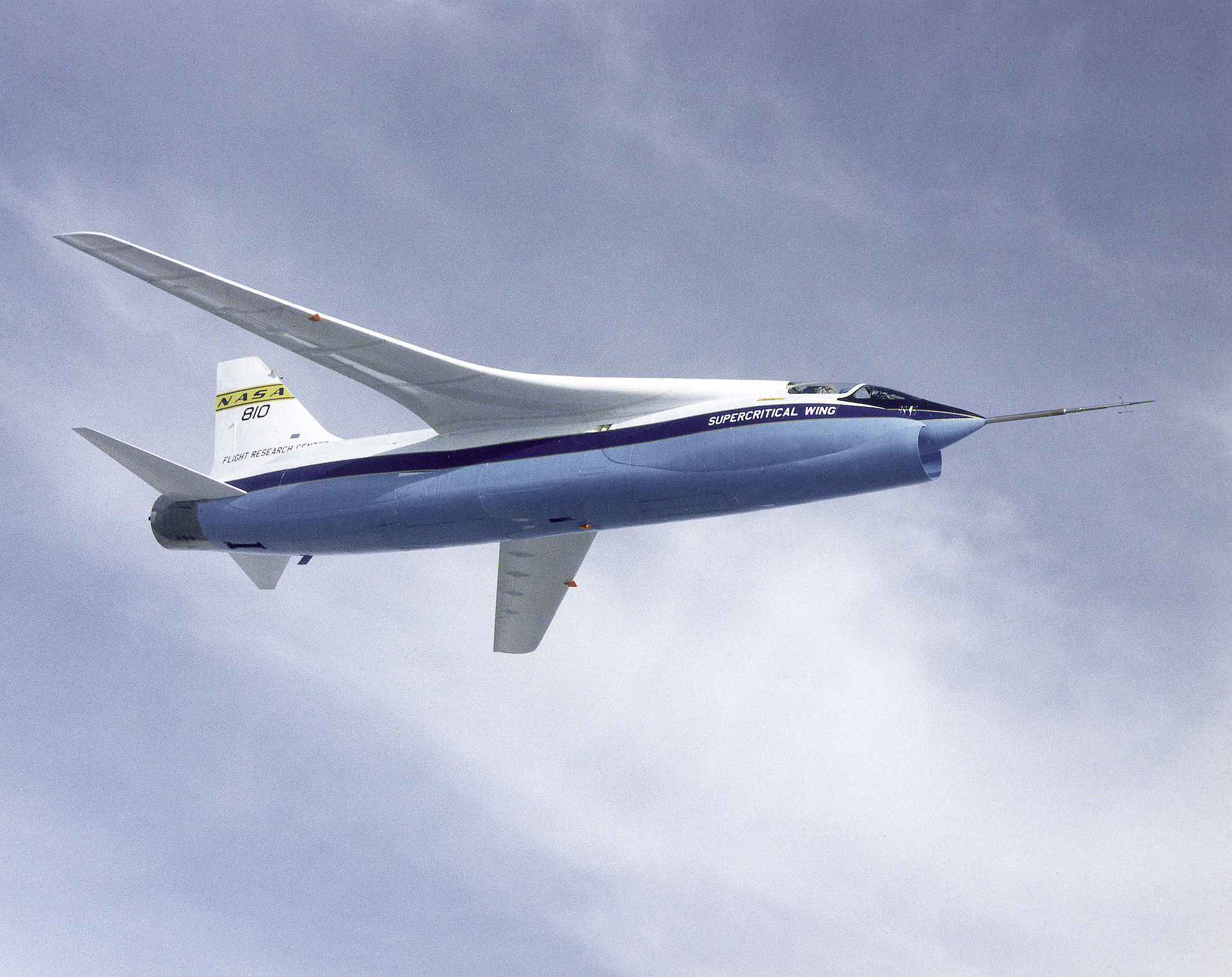 An airplane showing off a supercritical wing.