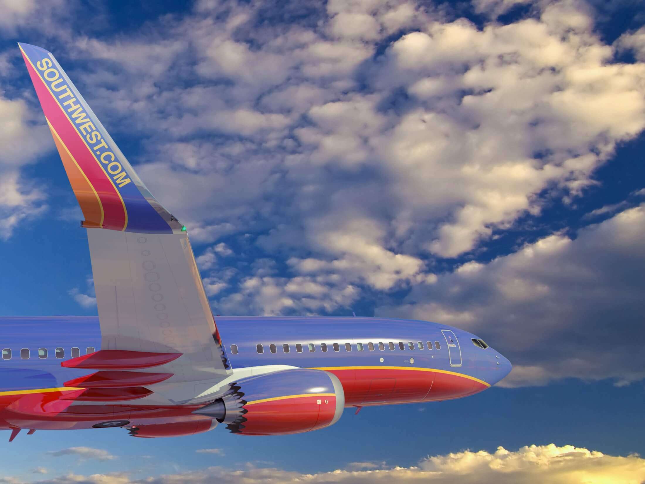 A Southwest Airlines airplane uses a winglet to maximize efficiency.