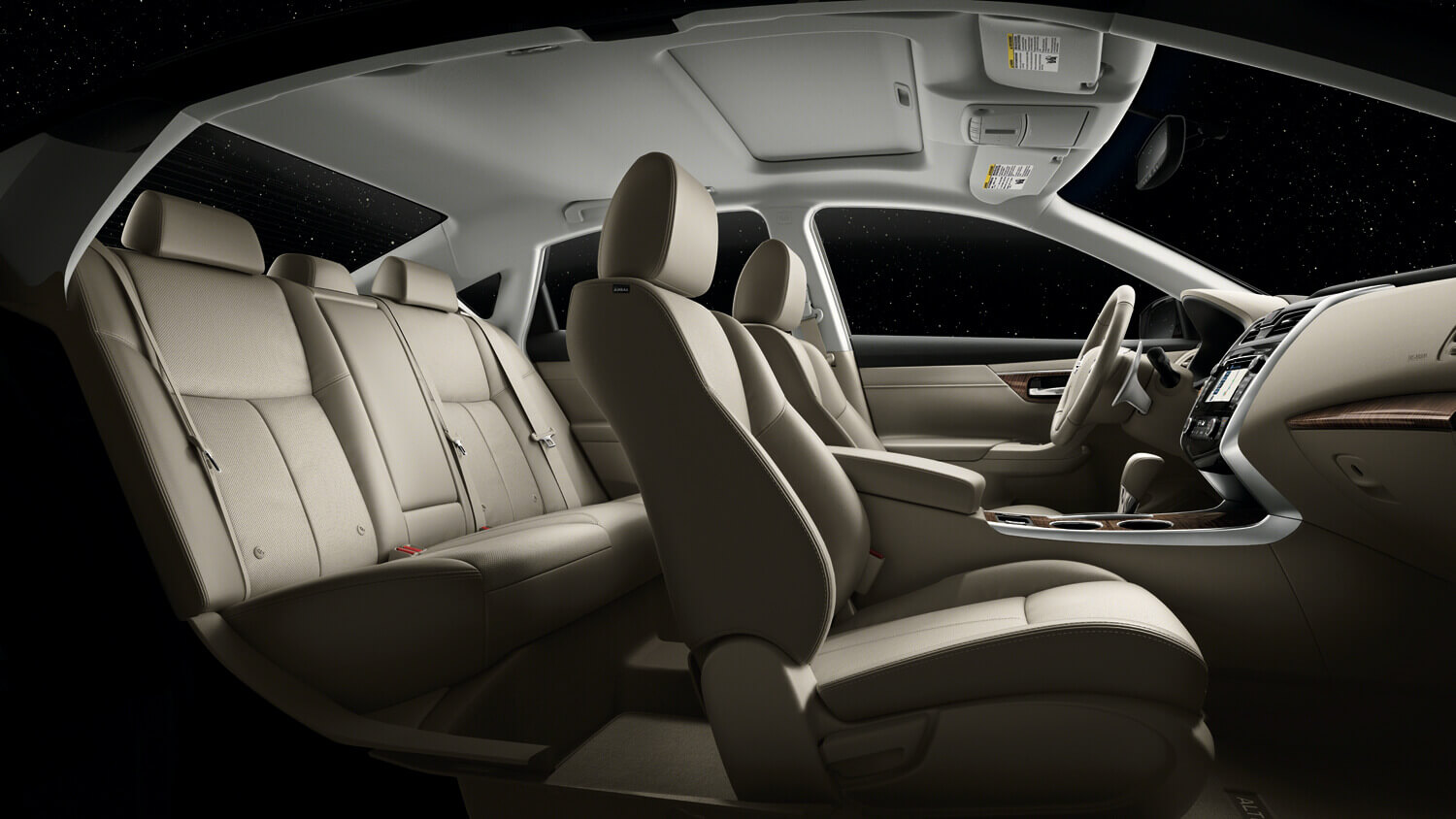 Inside of a sedan with car seats designed for neutral body posture