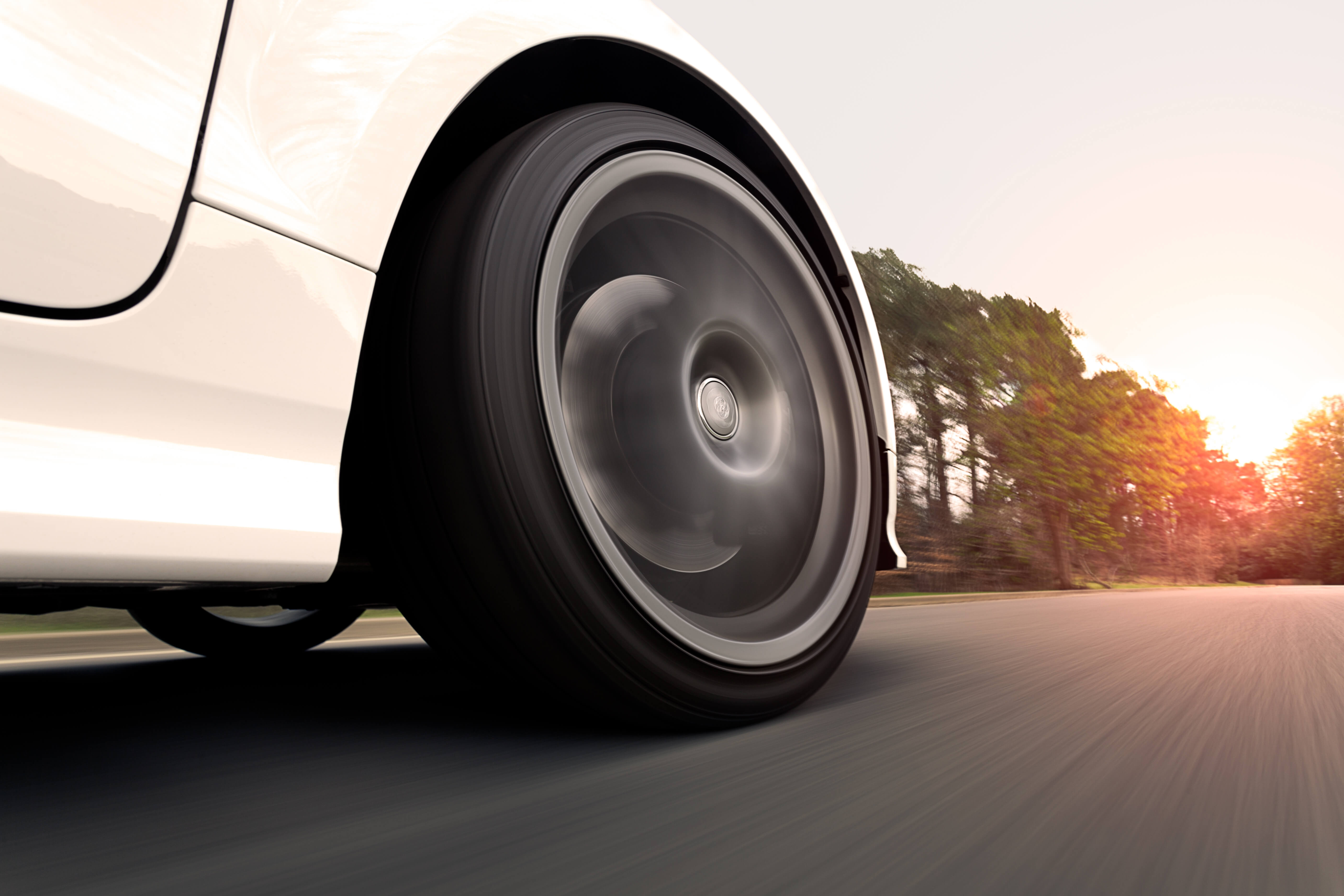 Close up view of a car driving
