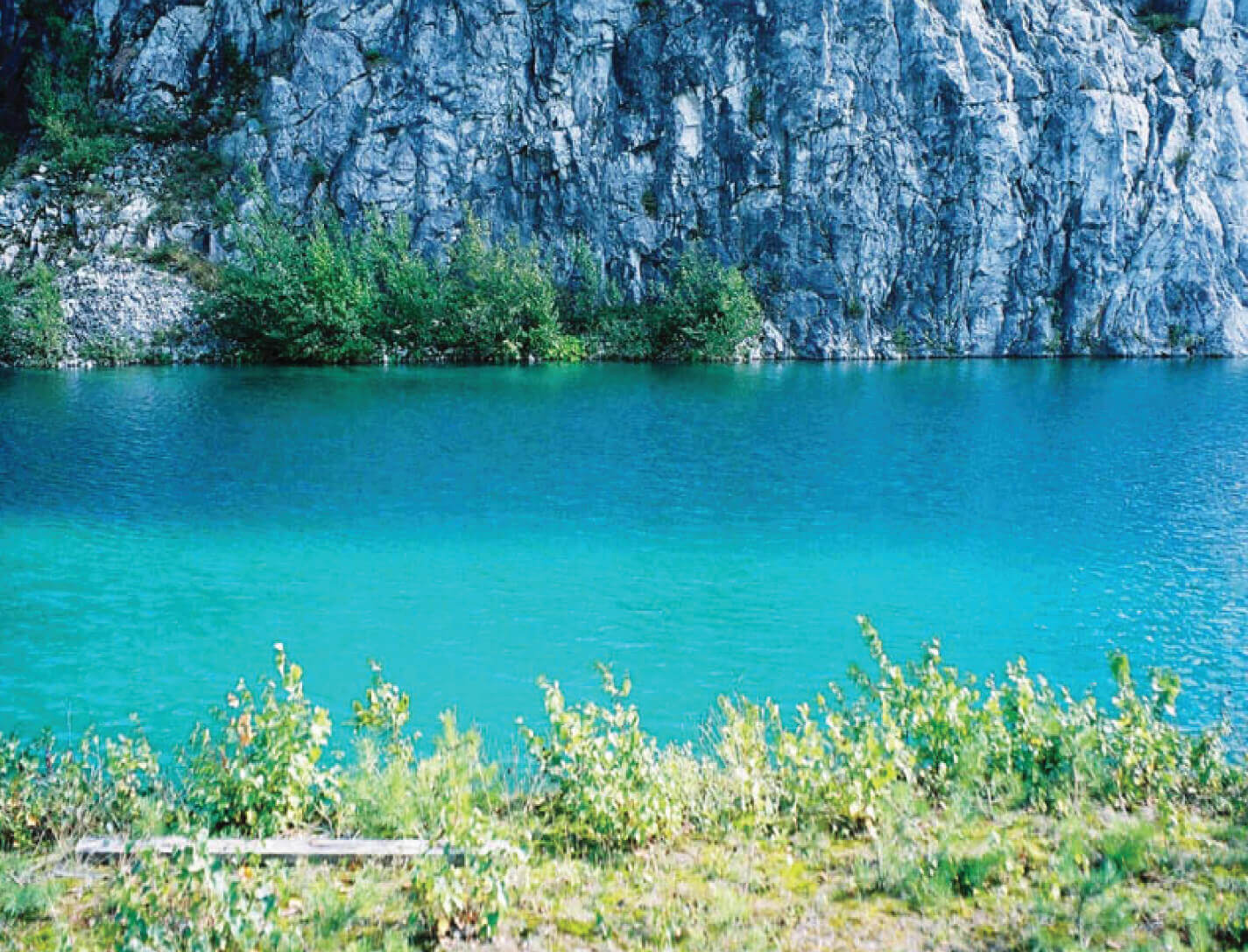 Lake surrounded by vegetation and rock