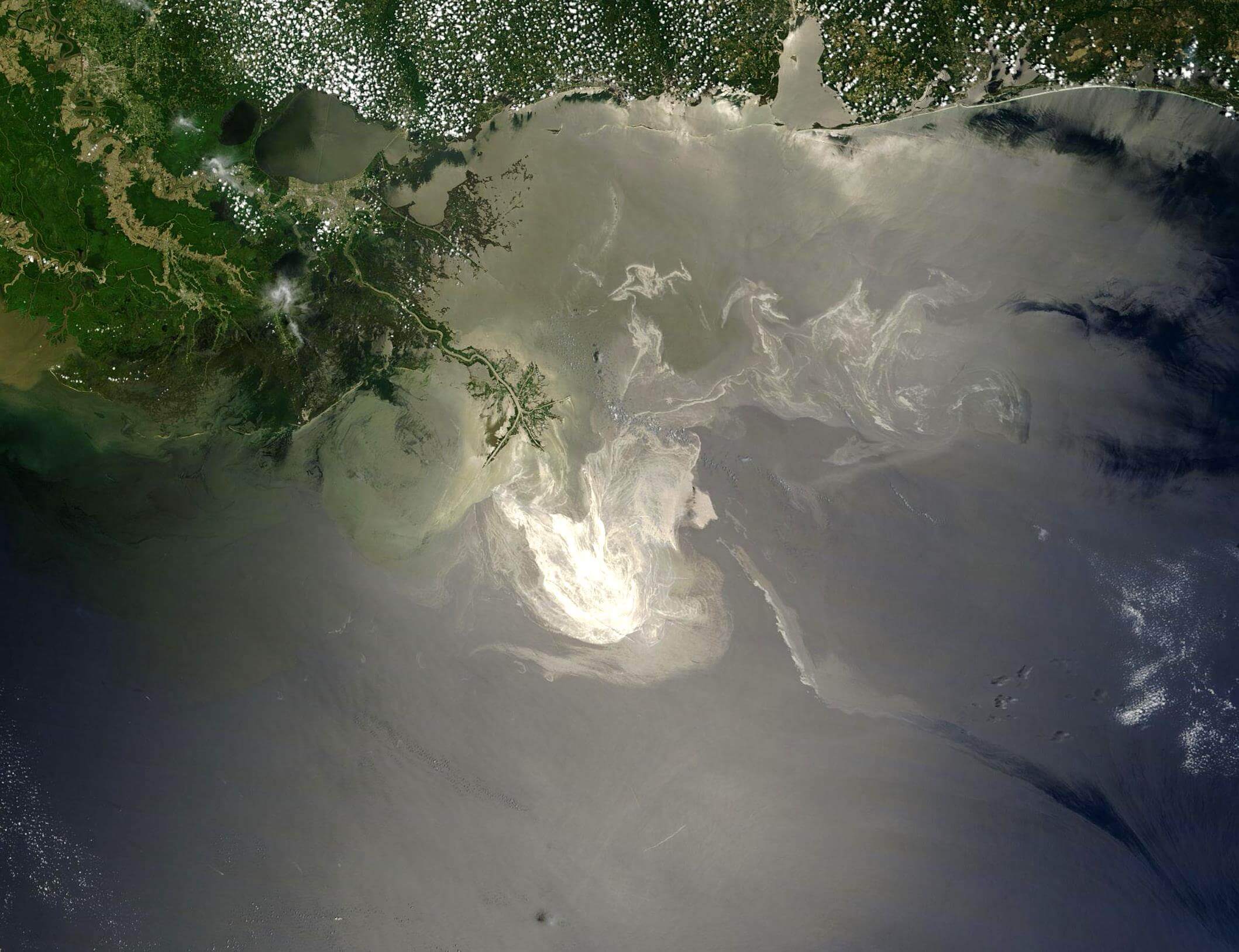 Massive oil slick off the coast of Louisiana following the Deep Horizon oil spill