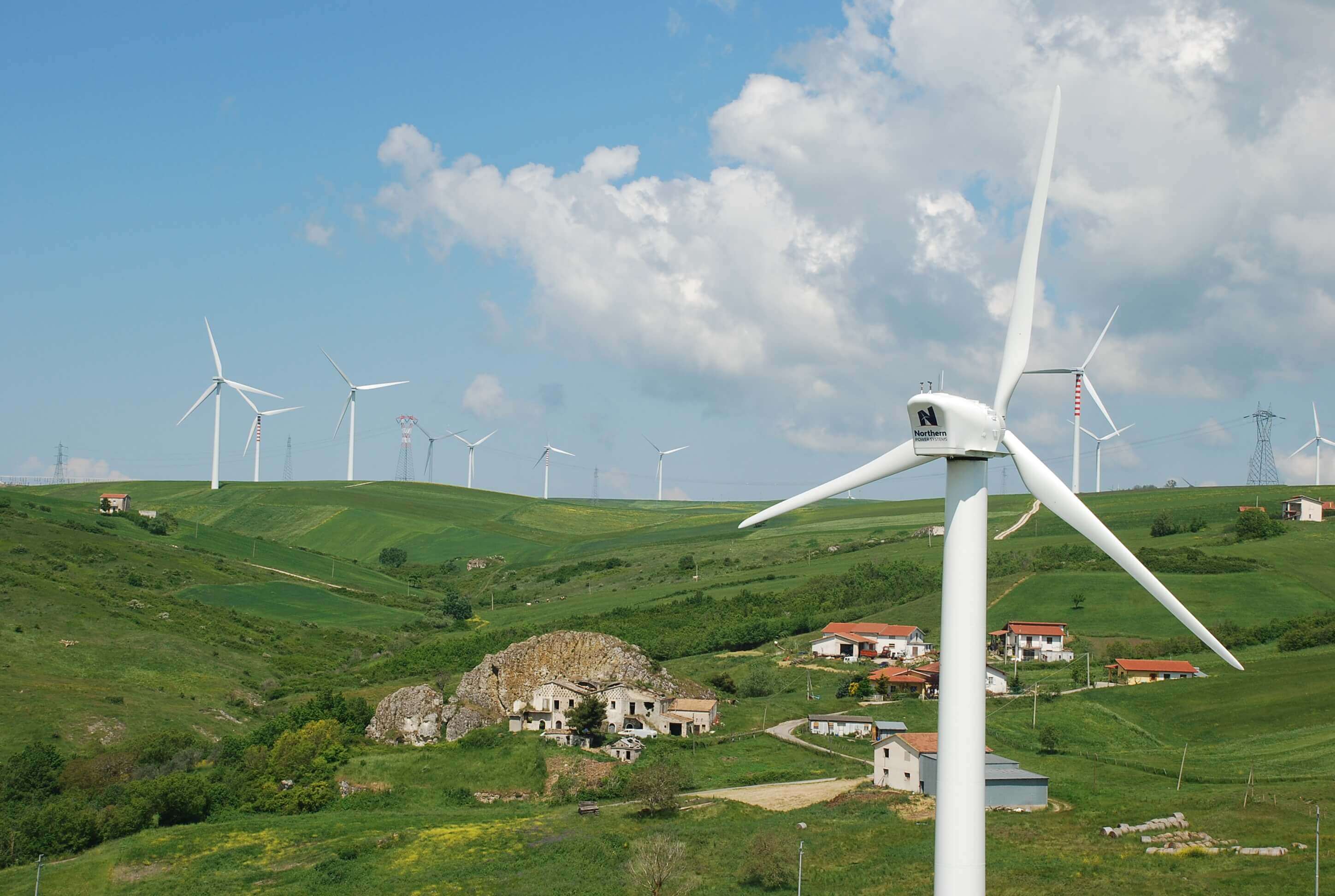 Wind turbines deployed in the countryside of Italy