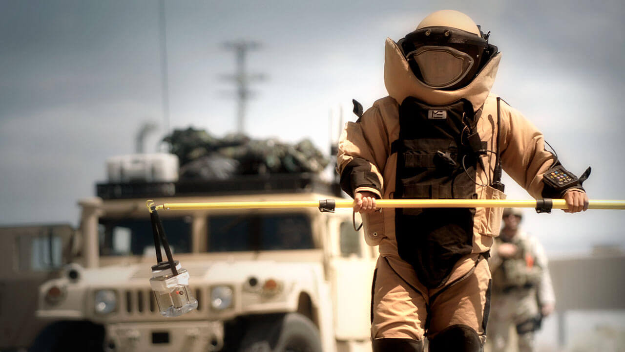 Bomb squad specialist during a training exercise