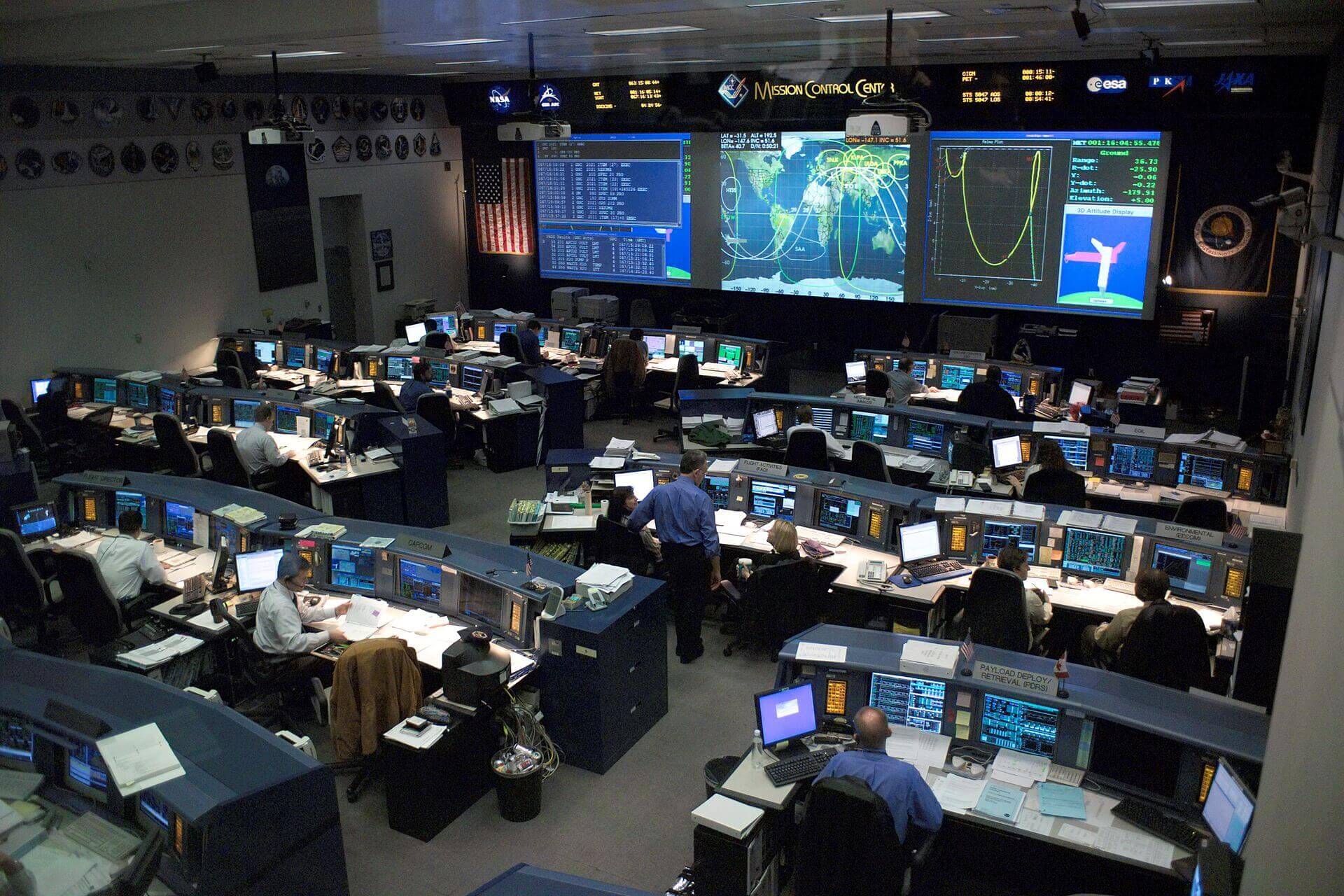 Mission Control Center at Johnson Space Center in Houston, Texas