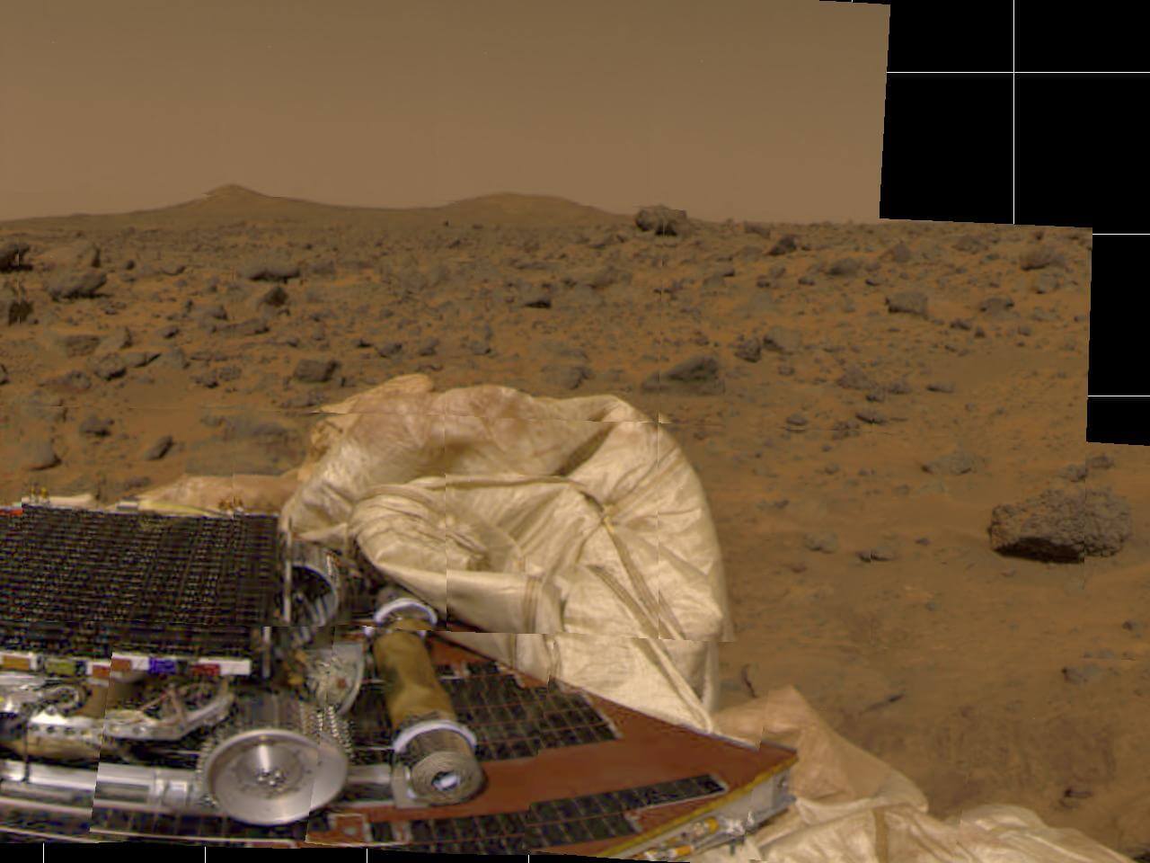 The Mars Pathfinder’s deflated airbags