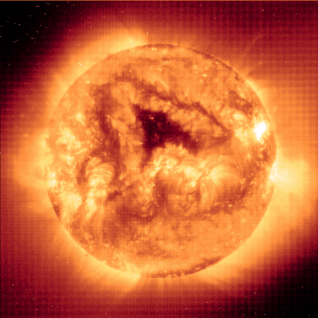 The sun, with visible solar activity 