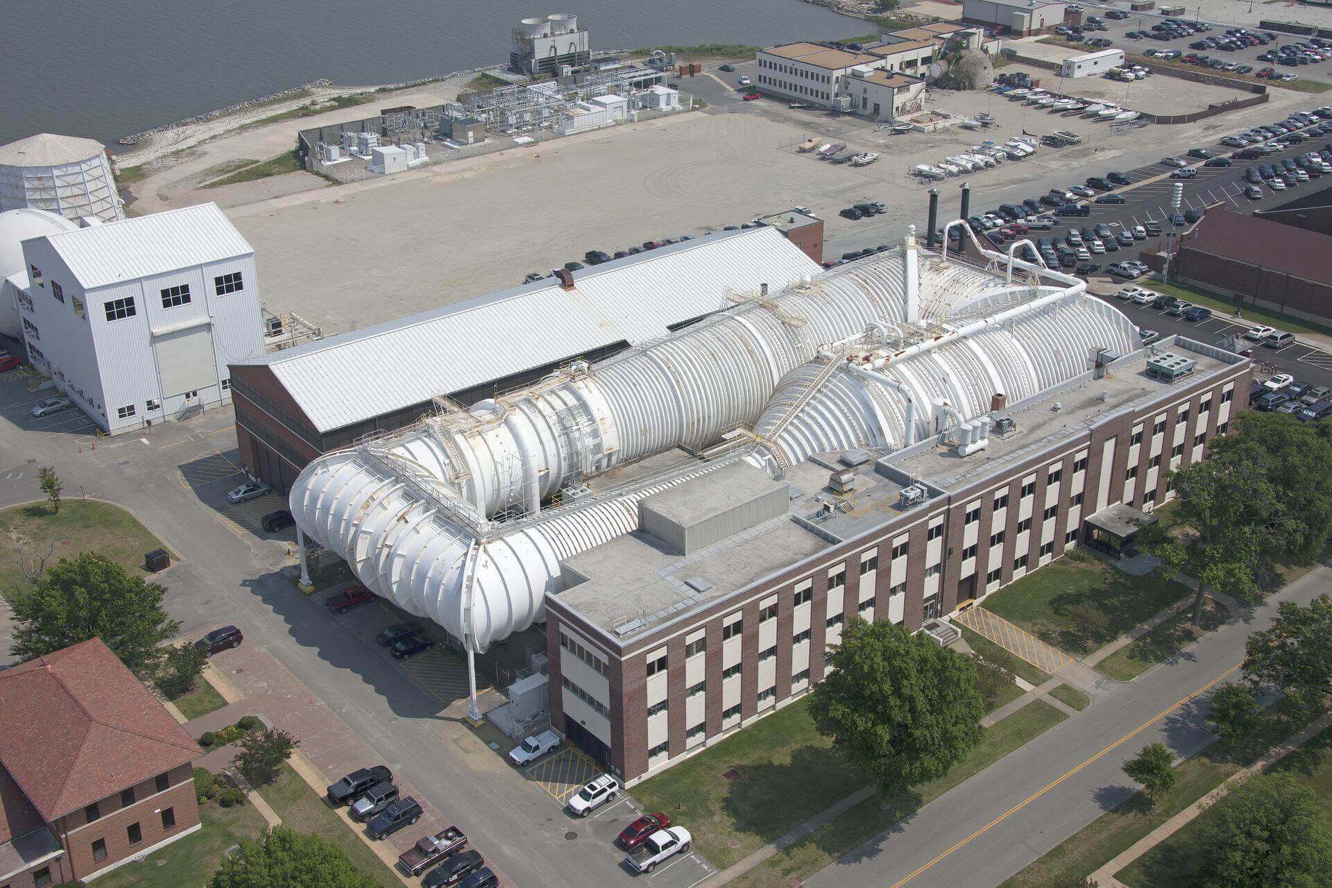 Aerial view of a wind tunnel 