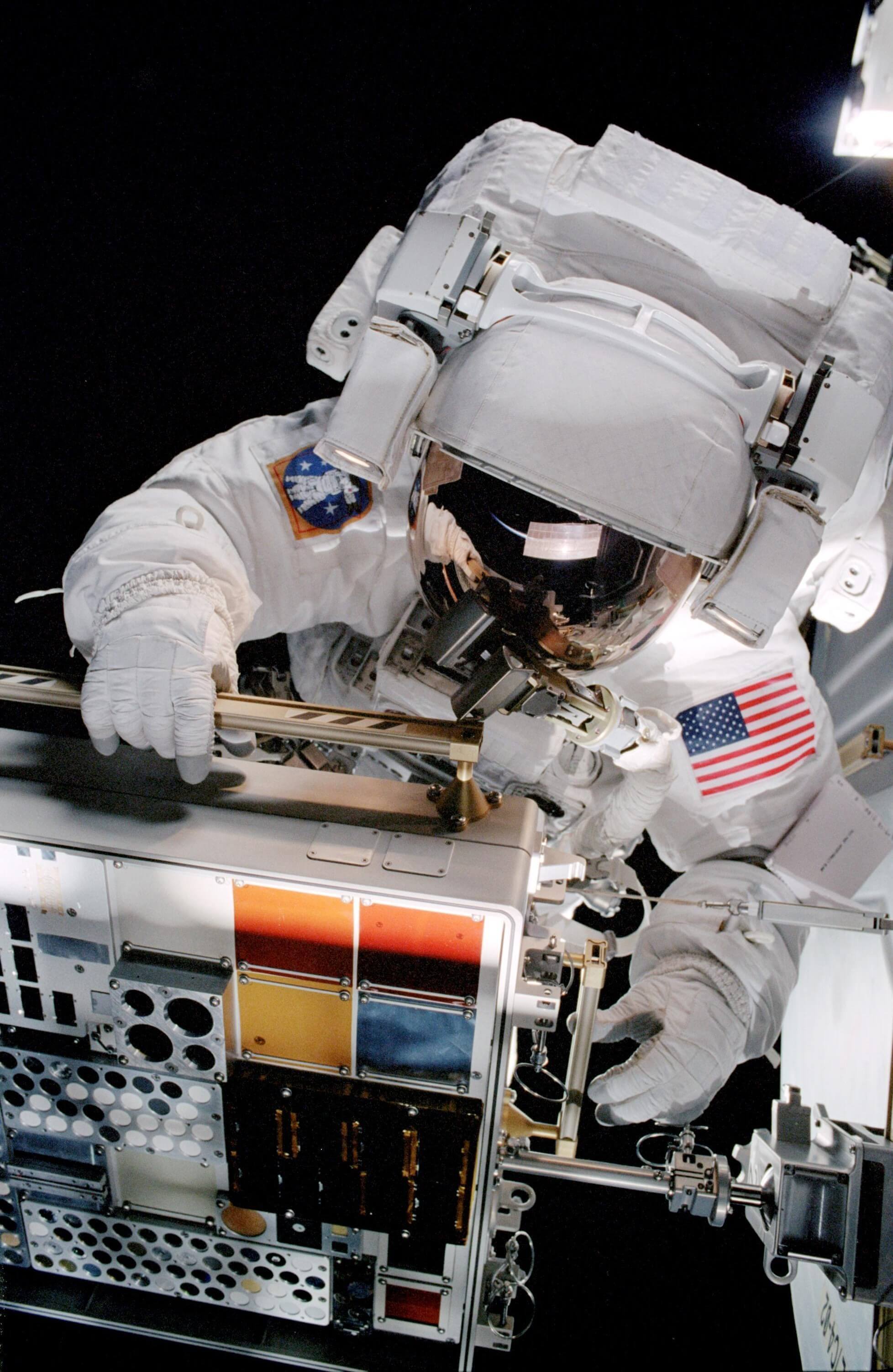 Materials being tested in the harsh conditions of space outside the International Space Station