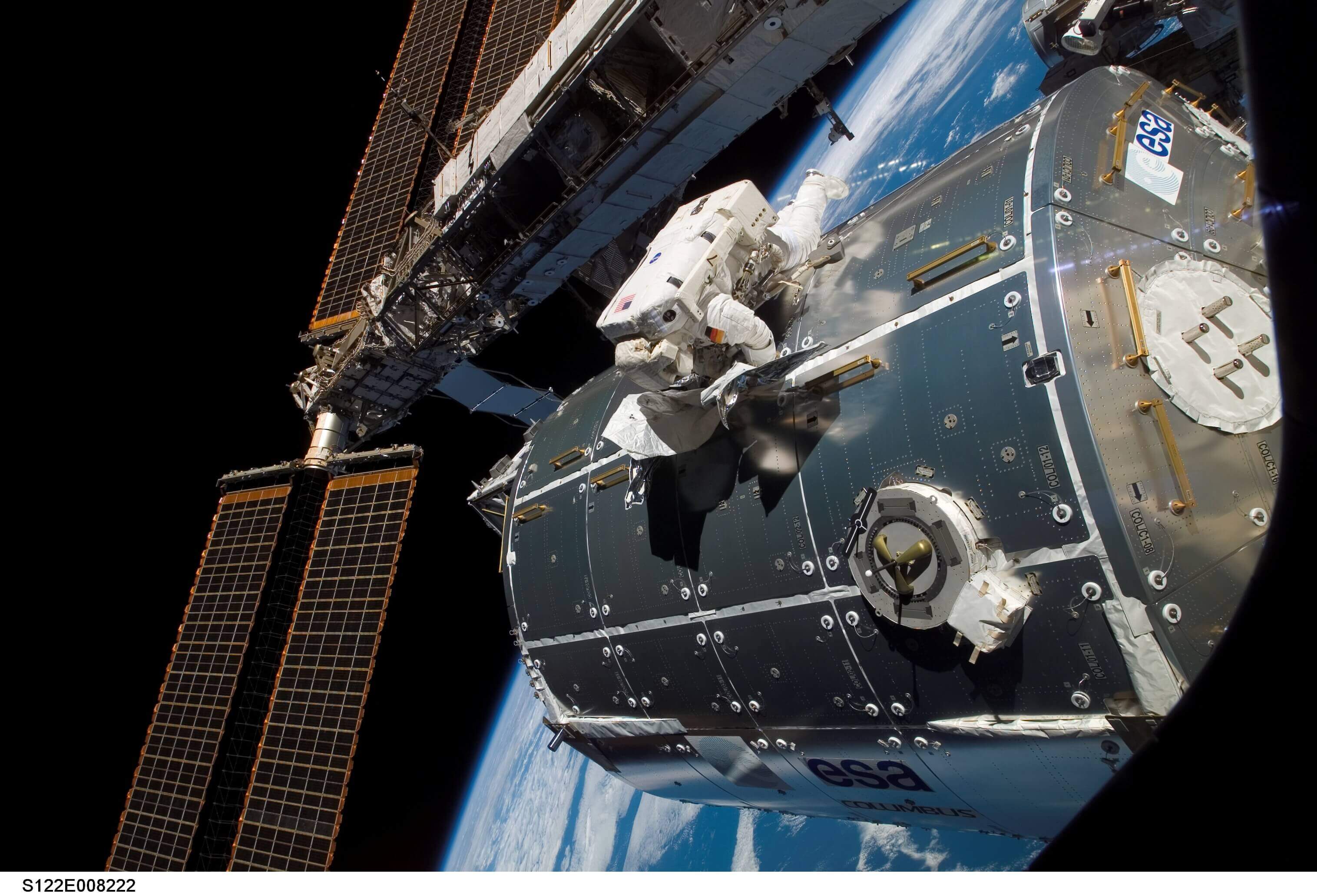 Astronaut working on the exterior of the International Space Station
