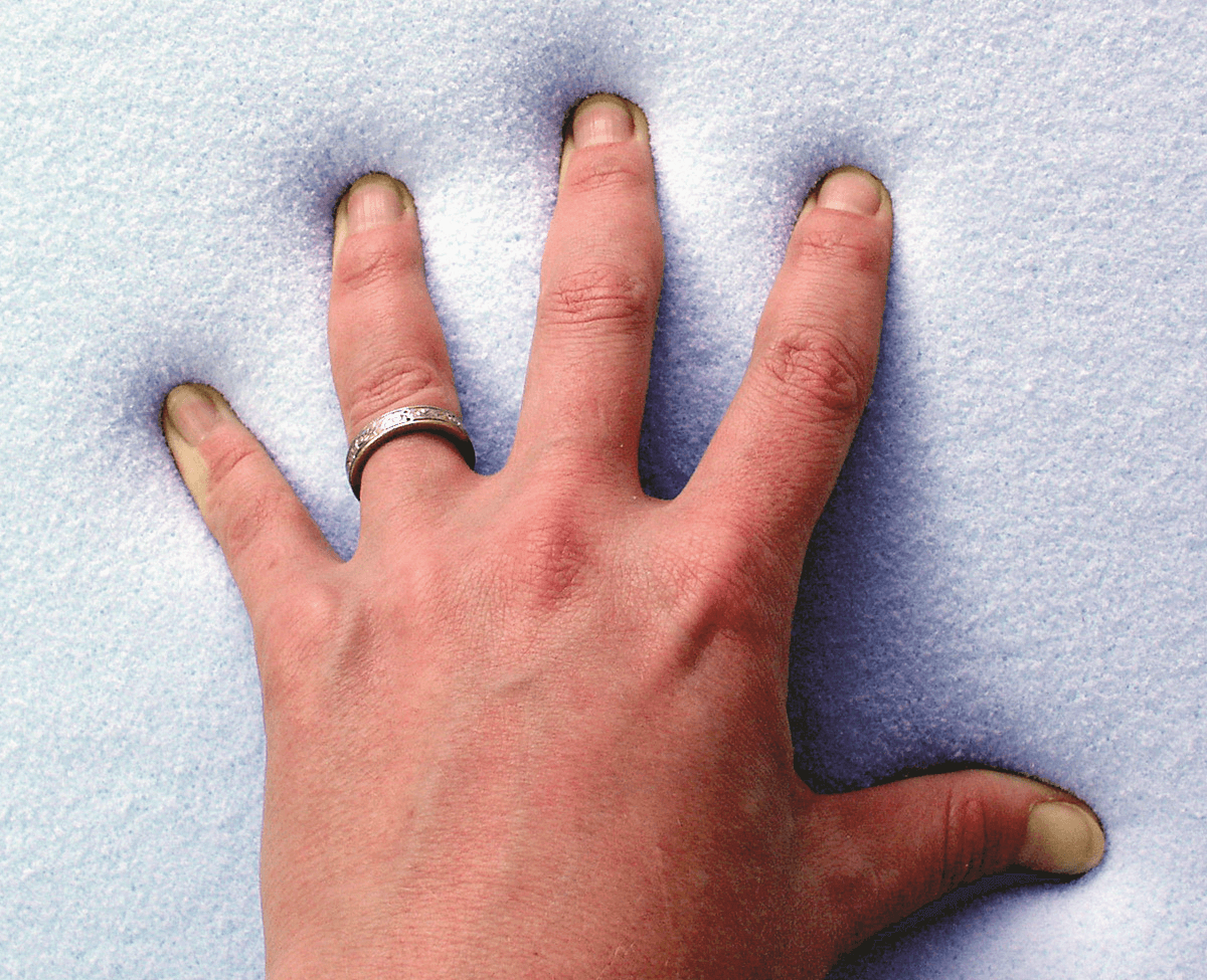 Demonstration of temper foam's soft, springy characteristics
