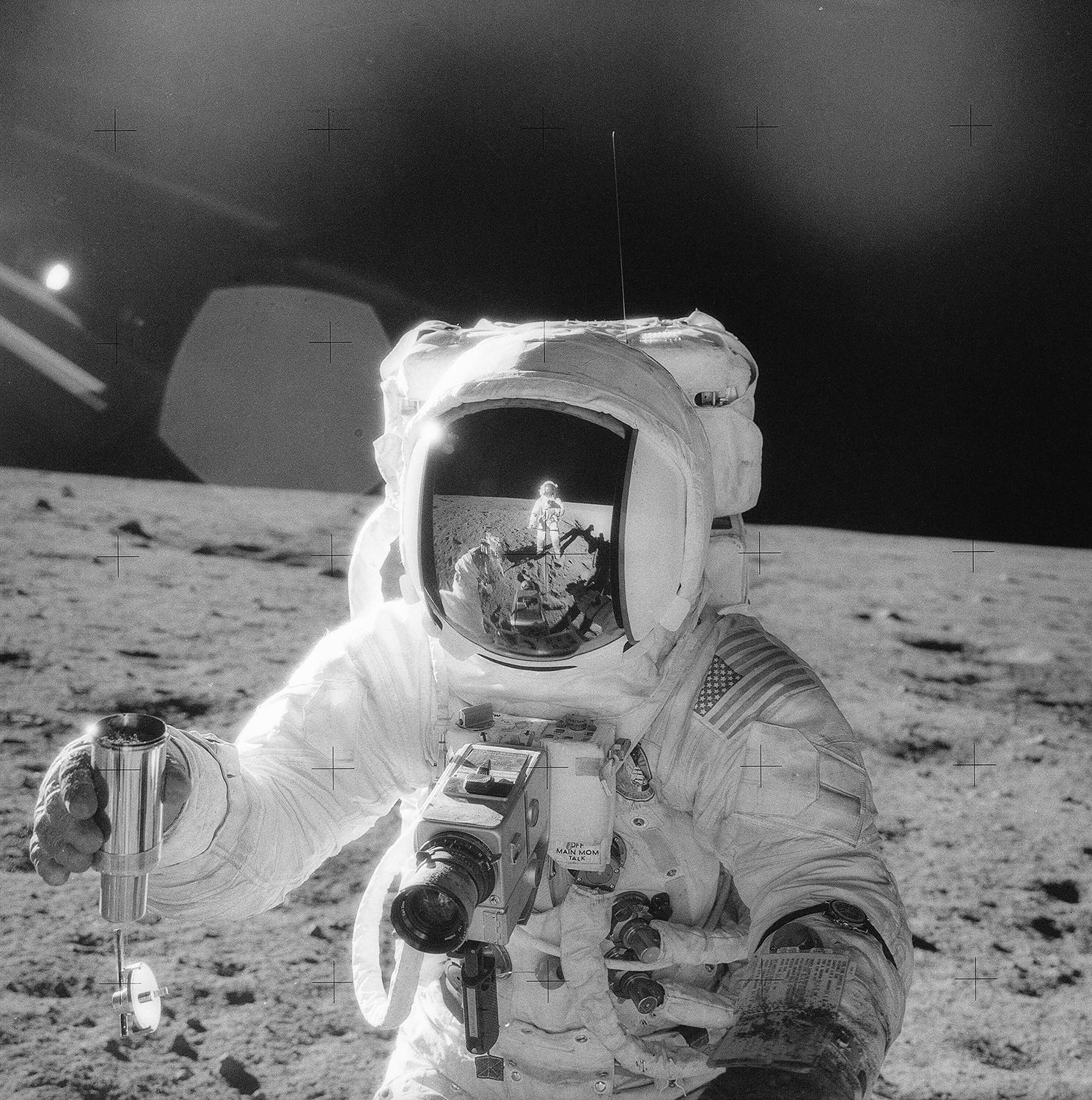 Apollo astronaut working on the surface of the moon