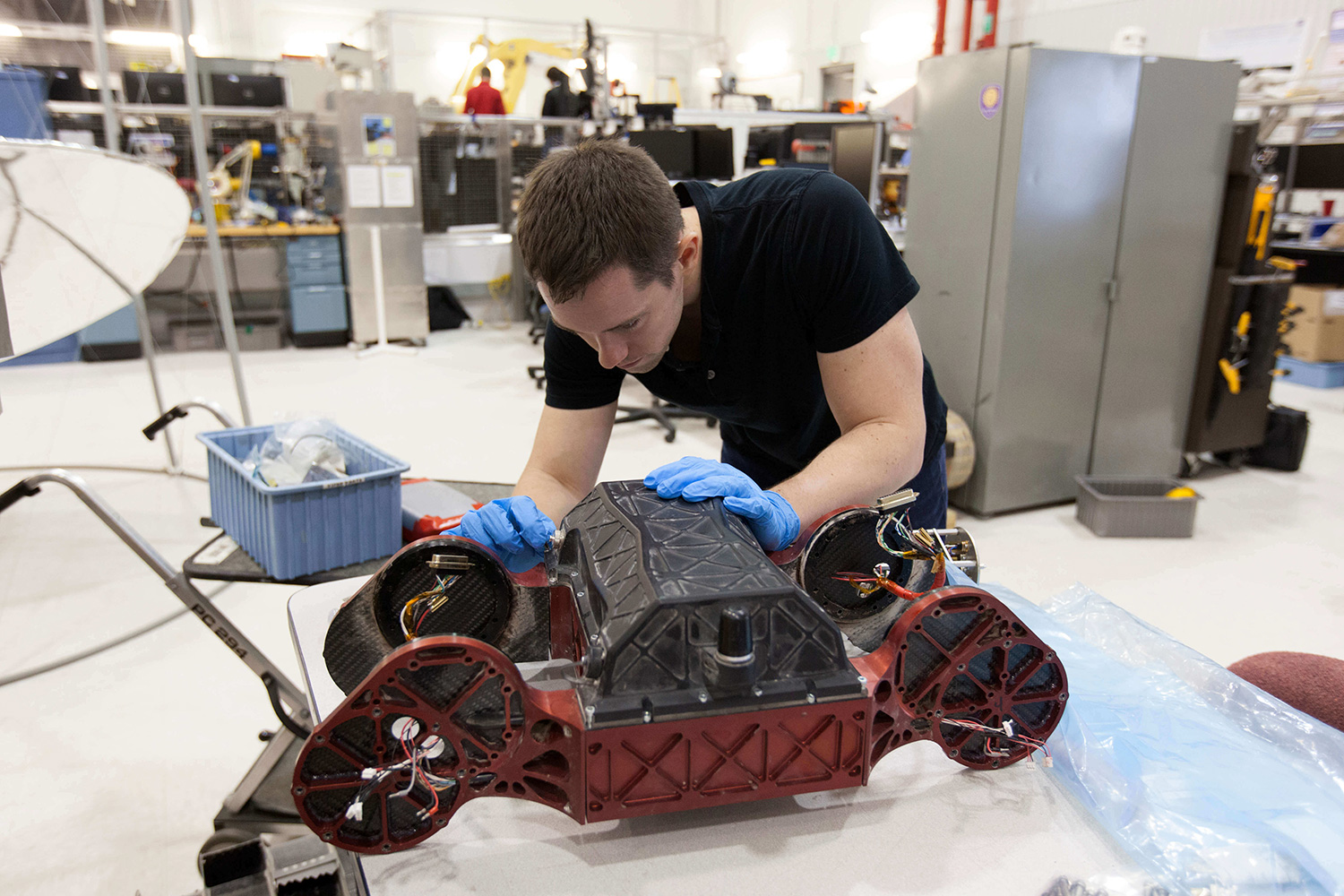 NASA intern working on a robotics project