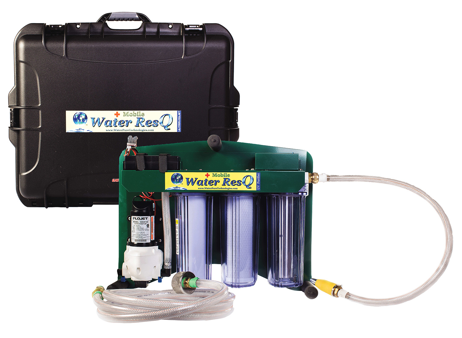 Water filtration system used in remote, dangerous, or difficult to reach places