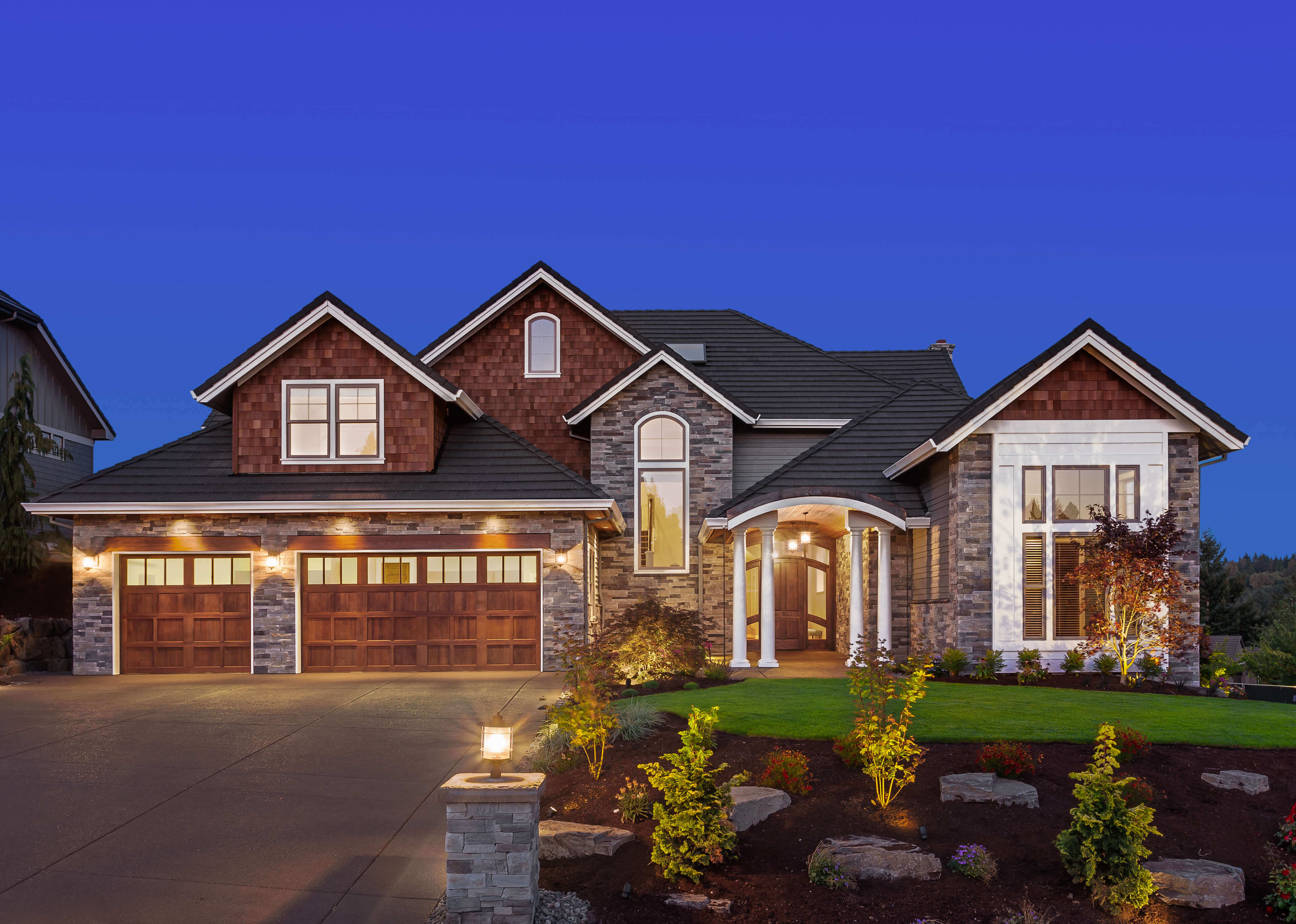 Exterior of a home at dusk 