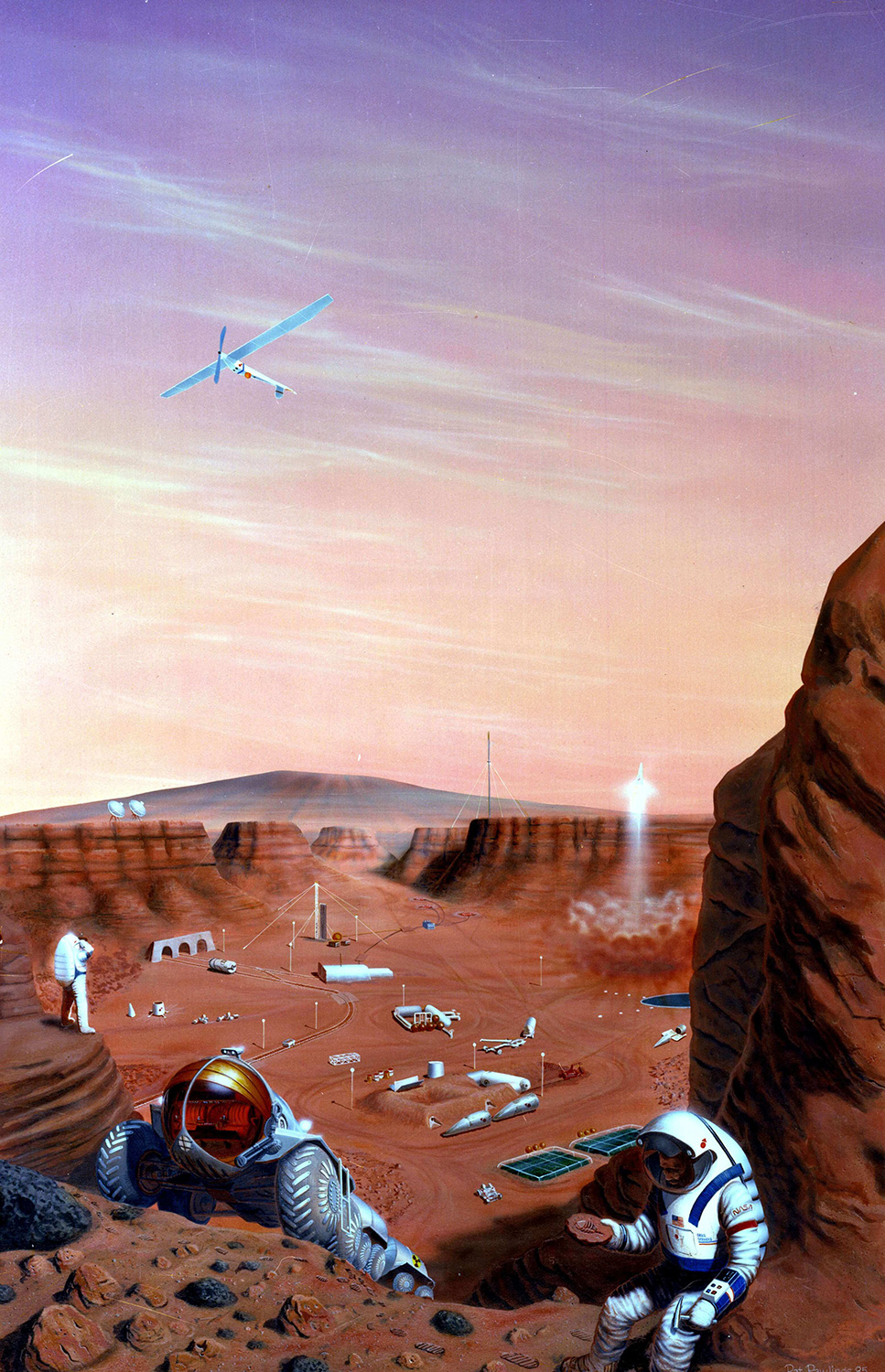 Illustration of a human outpost on Mars 