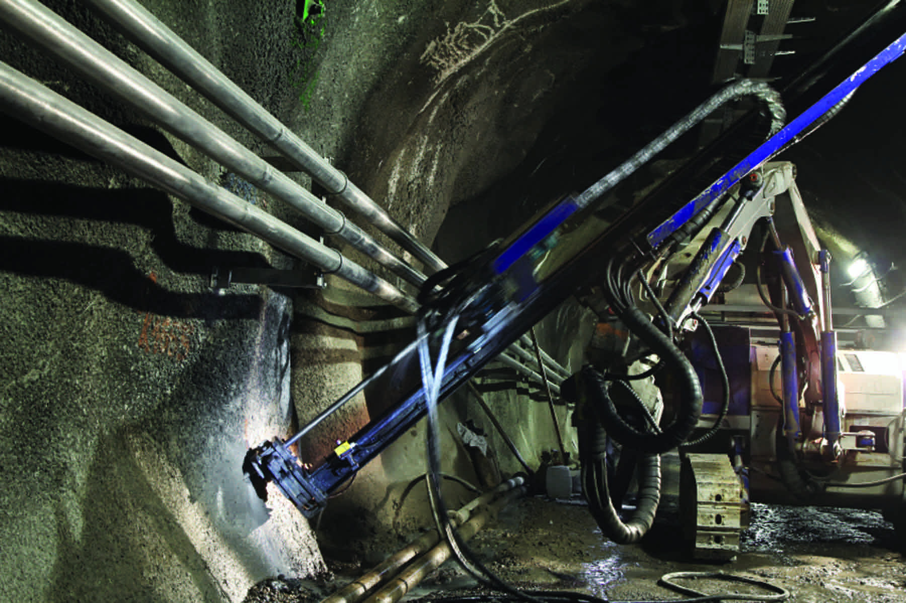 Heavy equipment in a mine shaft