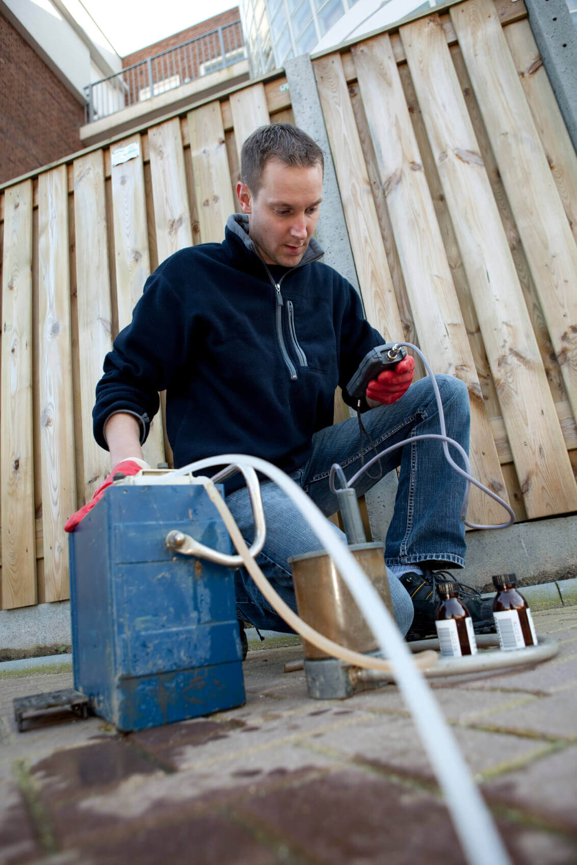 Technician testing water chemistry
