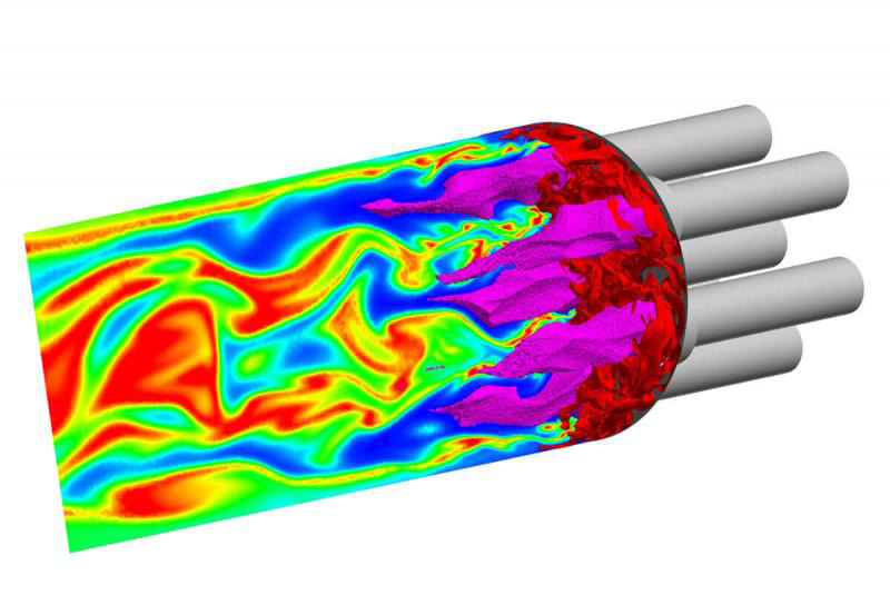 Computer simulation of flows in a rocket engine 